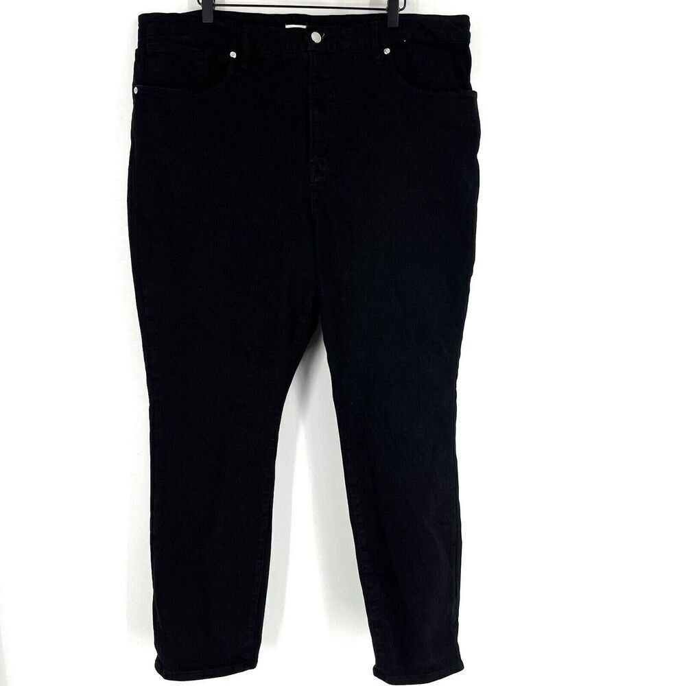 Good American Jeans Size 24 Black Good Legs Straight Stretch Denim High Rise